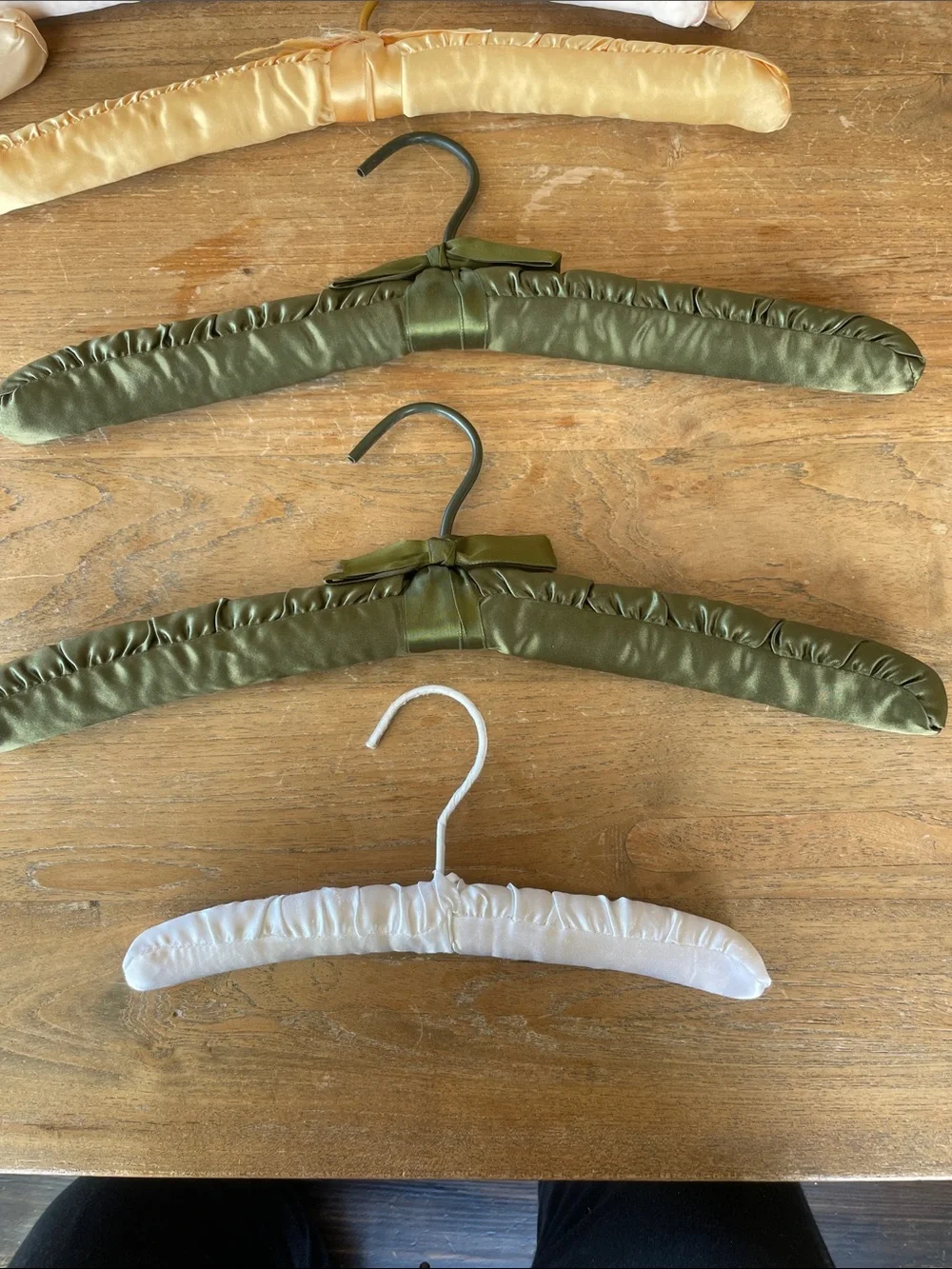 Vintage padded satin boudoir hangers.